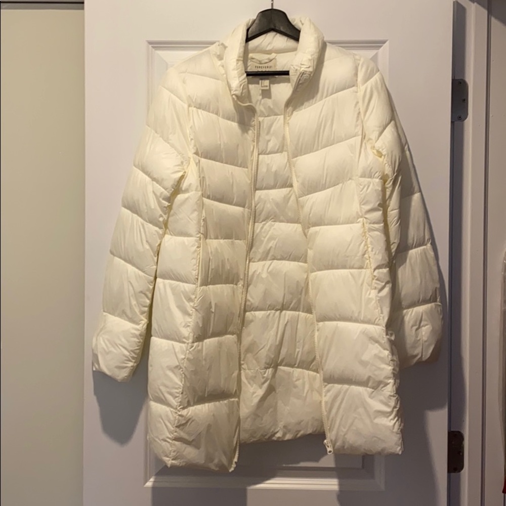 Forever 21 White Puffer Jacket